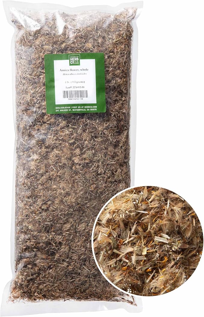 Arnica Flowers Whole, by Herb Co, Used to Produce Infused Oils for Topical Use, 1 lb