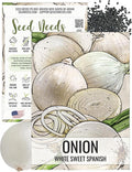 Seed Needs Onion Seeds for Planting White Sweet Spanish Long Day Onions - Non-GMO Heirloom & Untreated Vegetable Seeds to Plant an Outdoor Home Grown Veggie Garden (1 Pack)
