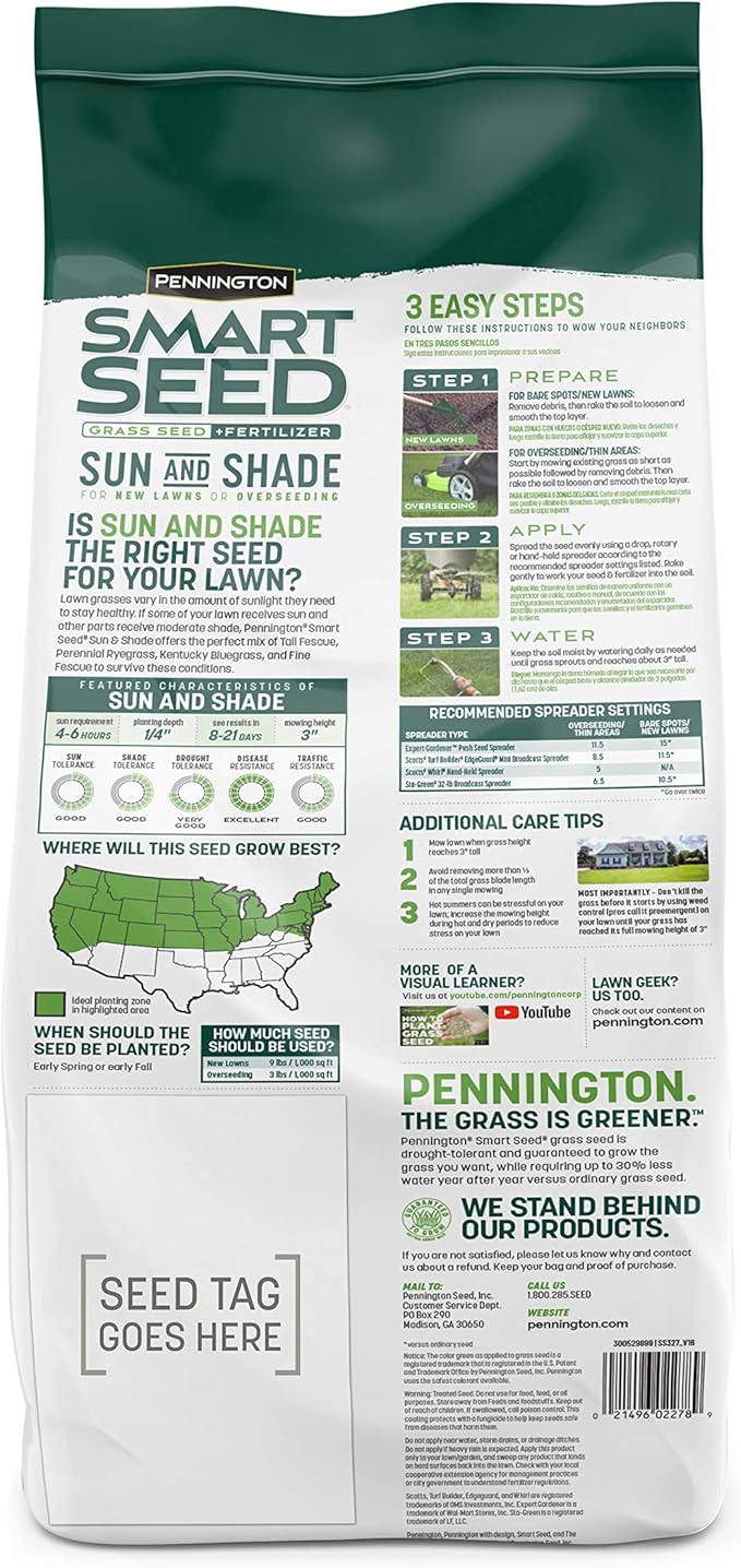 Pennington Smart Seed Sun and Shade Grass Mix 7 lb