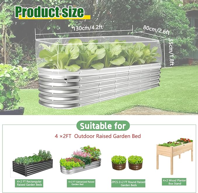 2 PCS Garden Netting for Raised Beds 2x4 Fine Mesh Raised Beds Garden Bug Netting Pest Barrier Screen with Drawstring for Plants to Keep Small Animals Pest Out Protect for Vegetables (2x4 FT)