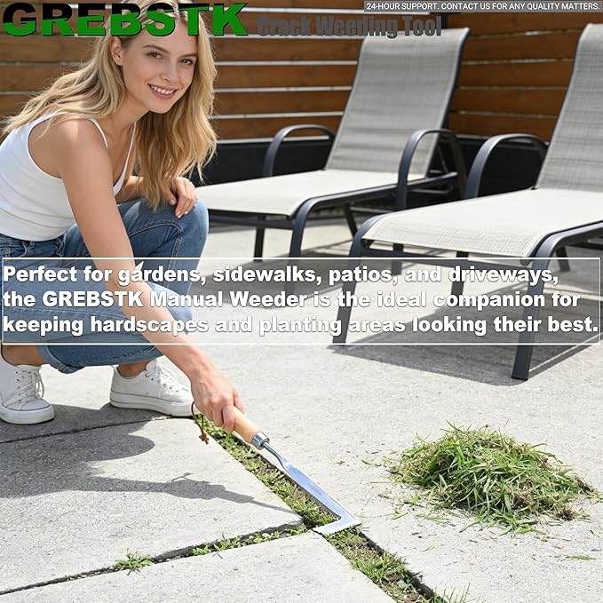 GREBSTK Crack Weeder Crevice Weeding Tool Stainless Steel Manual Weeder Gardening Tool