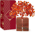 Crystal Tree for Birthday Gifts for Women, Handmade Raw Crystal Base Carnelian Chakra Healing Crystal Tree of Life for Positive Energy, Money, Good Luck, Christmas Décor, Home and Office Decor