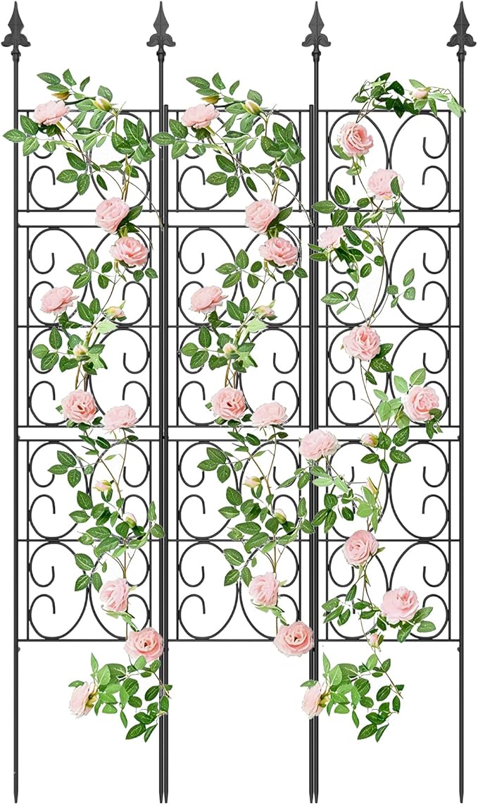 60'' H x 33.3'' W Metal Garden Trellis for Climbing Plants Outdoor - Rustproof Plant Support Privacy Screen - Heavy Duty Wall Trellis for Rose Clematis Flowers Vine