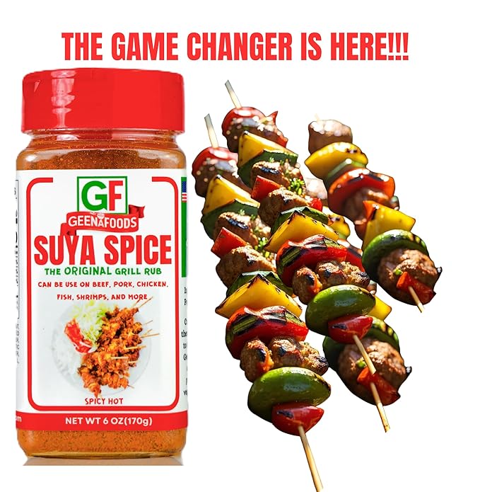 Geenafoods Suya pepper, African( Nigerian & Ghanaian)-Inspired Seasoning pepper Blend for Beef and Steak Grilling . HerbMix with a Unique Spicy Sweet Flavor for seasoning your Chicken , Meat, BBQ, Soups, Stews and More.