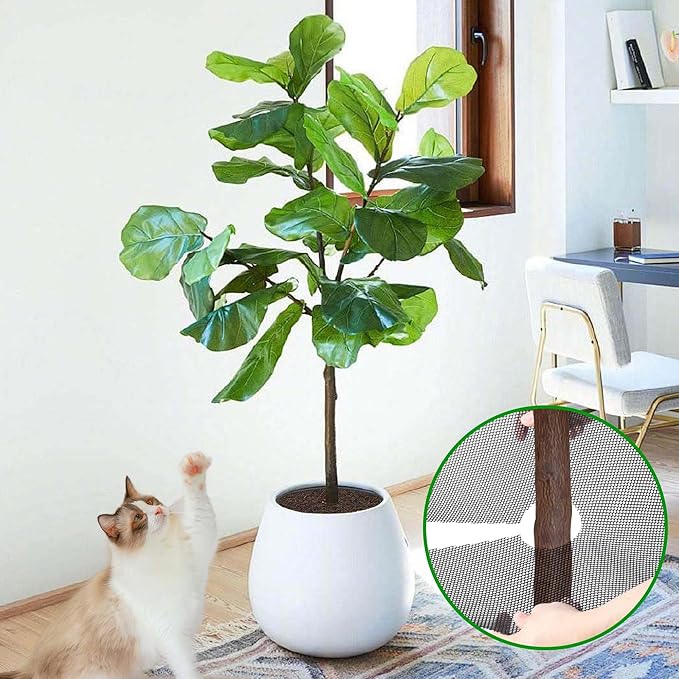 Adnee 4 Pcs 15.7 Inch Plant Pot Grids-Cuttable Plant Pot Soil Covers Protectors from Animals-Indoor Round Planter Pots Soil Guard for Outdoor Garden Plants Protection