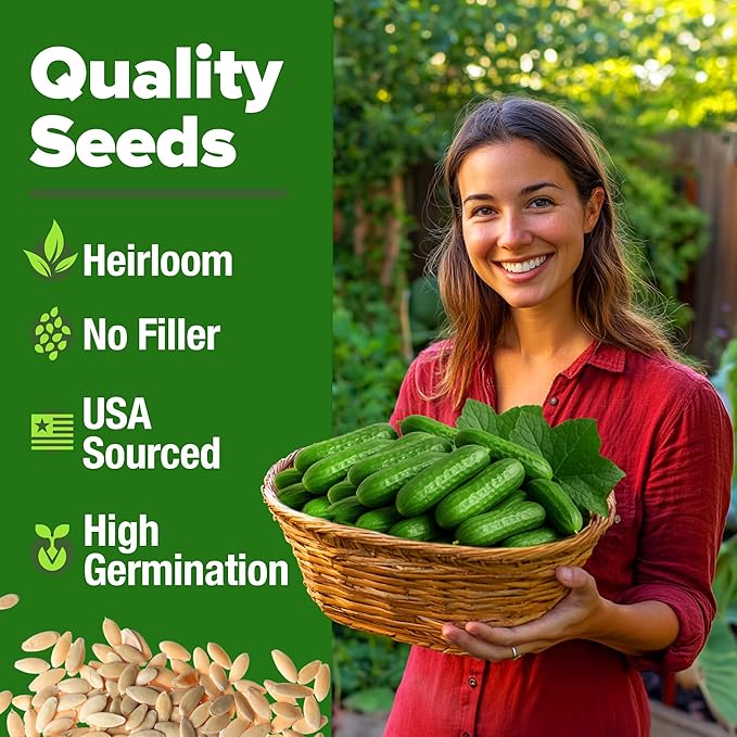 HOME GROWN 𝗨𝗦𝗔 𝗣𝗥𝗘𝗠𝗜𝗨𝗠 Persian Cucumber Seeds 50 & Cherry Belle Radish 800 & Tendersweet Carrots 6000 & Buttercrunch Lettuce 3950