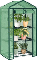 3-Tier Greenhouse for Indoor and Outdoor Use, 4ft Tall Portable Mini Green House with Shelves, Zipper Door & PE Cover, for Seed Starting, Plants, Herbs, Balcony, Patio Gardening