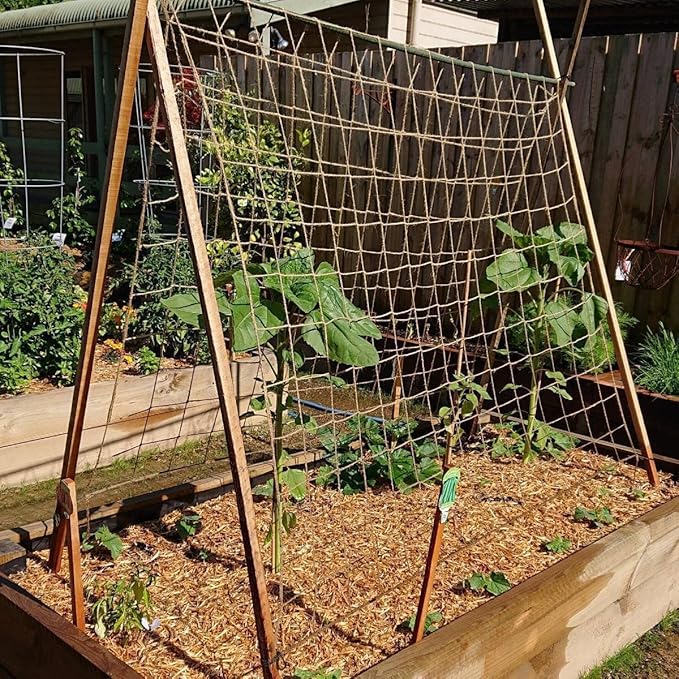 Jute Trellis Netting - Jute Netting for Garden, Heavy Duty Plant Support Netting for Climbing Plants, Cucumber, Vine, Fruits & Vegetables, Climbing Vining Plants (6.6 Ft x 16.4 Ft, 3.9 Inch Squares)