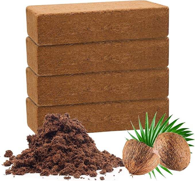 4 Pack Premium Coco Coir Bricks, Coco Coir for Plants, Coconut Fiber Substrate with Low pH & EC, Organic Coconut Fiber for Indoor & Outdoor Gardening and Potting Mix