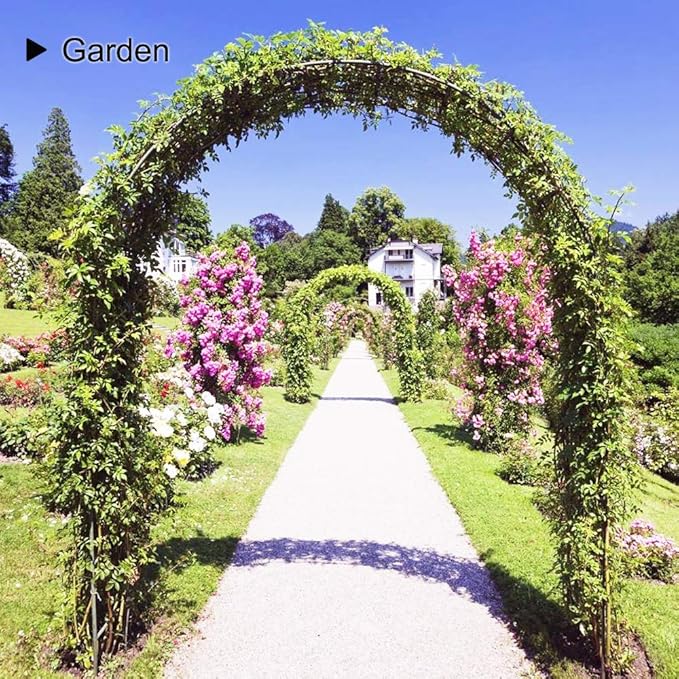 Thickened Metal Garden Arch, 7.8 ft High x 5.5 ft Wide Heavy-Duty Arbor with 16mm Steel Tubes, Sturdy Outdoor Trellis for Climbing Plants Roses Vines, Wedding Party Ceremony Decoration