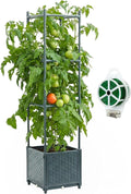 Raised Garden Bed Tomato Planter Box with Trellis, 41.3" Tomato Planters Cage w/Self-Watering for Climbing Plants Vegetables, Patio Indoor Outdoor