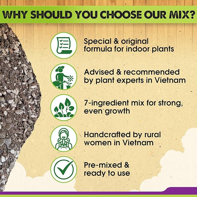 DUSPRO Recycle 2QRT Pre-Mixed House Plant Soil Aroid Potting Mix 7-in-1 with Coco Coir, Peat Moss, Perlite, Worm Casting, Pumice, Pine Bark & Gypsum, Tropical Potting Mix for Indoor Plants, Herbs