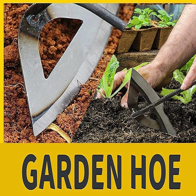 2Pcs Gardening Tools Hollow Hoe, All-Steel Hardened Hollow Hoe, Sharp Edge Garden Weeding Tools, Hoe Garden Tool Hand Shovel Weed Puller for Backyard Loosening Farm Planting Weeding ( Long Handle)
