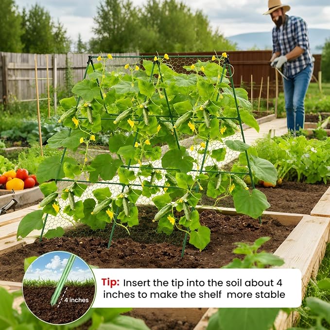 Cucumber Trellis, 35" X 50" A-Frame Garden Trellis for Climbing Plants Outdoor, Trellis Cucumber for Raised Bed, Foldable Plant Support for Vine/Vegetable/Tomato/Zucchini/Pea