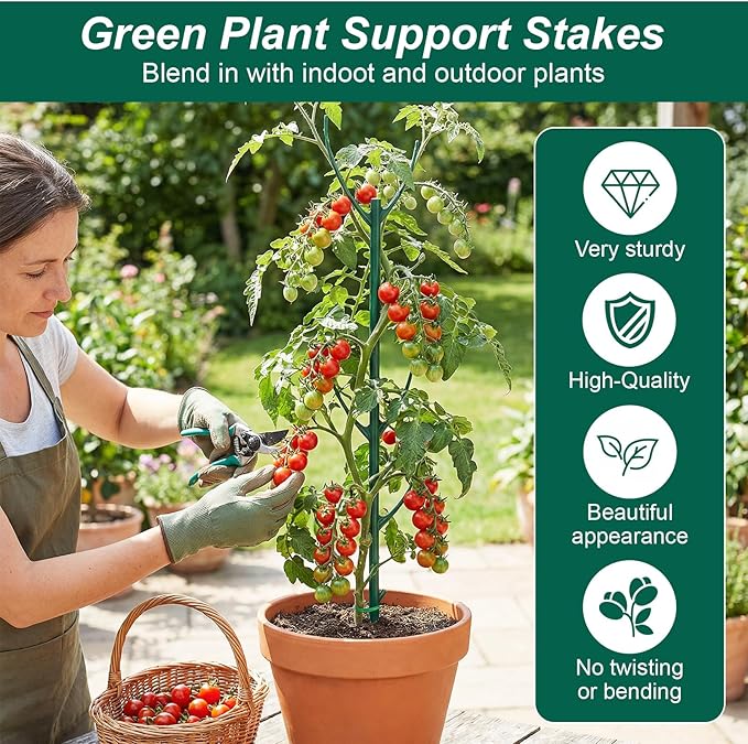 5 Pack Plant Pins for Indoor Plants Stackable Monstera Plant Support, Plant Stakes Climbing Plant Support Structures Plant Holder Stick Moss Pole for Support Tall Potted Plants Outdoor