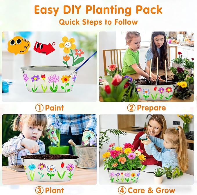 Paint & Plant Kids Gardening Kit Arts and Crafts Toys - Toddler Gardening Kits Birthday Easter Gifts Ideas for Girls & Boys 4 5 6 7 8 9 10 11 12 Year Old