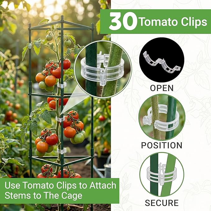 Tomato Cage - Large Trellis Stakes and Plant Support Structures for Vegetables and Climbing Plants - Tall Tomato Cages for Garden, Pots, Raised Garden Bed Outdoor Supplies (1 Pack - Up to 48")