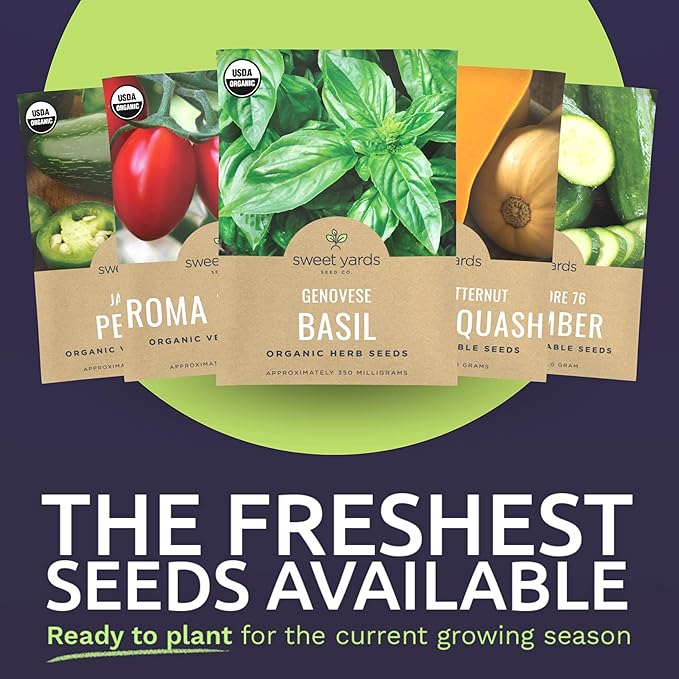 Organic Seeds Ultimate Variety Pack - 60 Individual Packs - 2026 Season - Genovese Basil, Nantes Carrot, Roquette Arugula and More! for Indoor & Outdoor Planting (Non-GMO, Certified Organic)