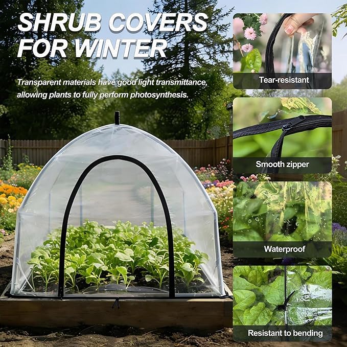 24.5″ *24.5″ *20.5″, Mini Greenhouse Winter Plant Warm Covers - Raised Bed Cover for Seed Starting, Warm Tent Freeze Protection Humidity Domes for Gardening & Winter Shelter and Protecting Plants 2pcs