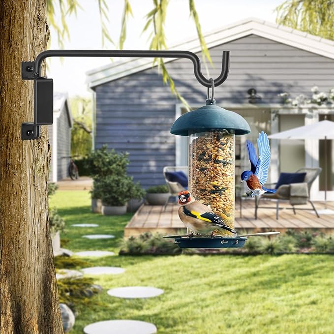 AILIN YELOKIE 12" 360° Swivel Plant Hanger - Heavy Duty Solid Steel Wall Hook, 12-Directional Adjustable for Bird Feeders, Outdoor/Indoor Plants, Garden & Patio (2-Pack)