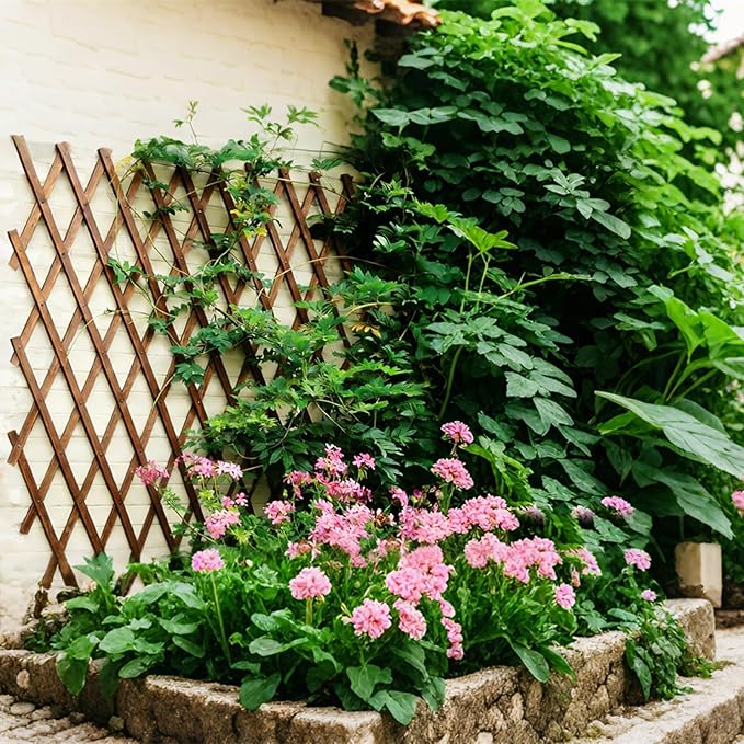 Expandable Garden Trellis, 38" x 89" Large Wooden Lattice Fence Wall Panel Lattice Trellis for Climbing Plants Outdoor Ivy Vine Rose Clematis for Garden Patio Room Decor (1)