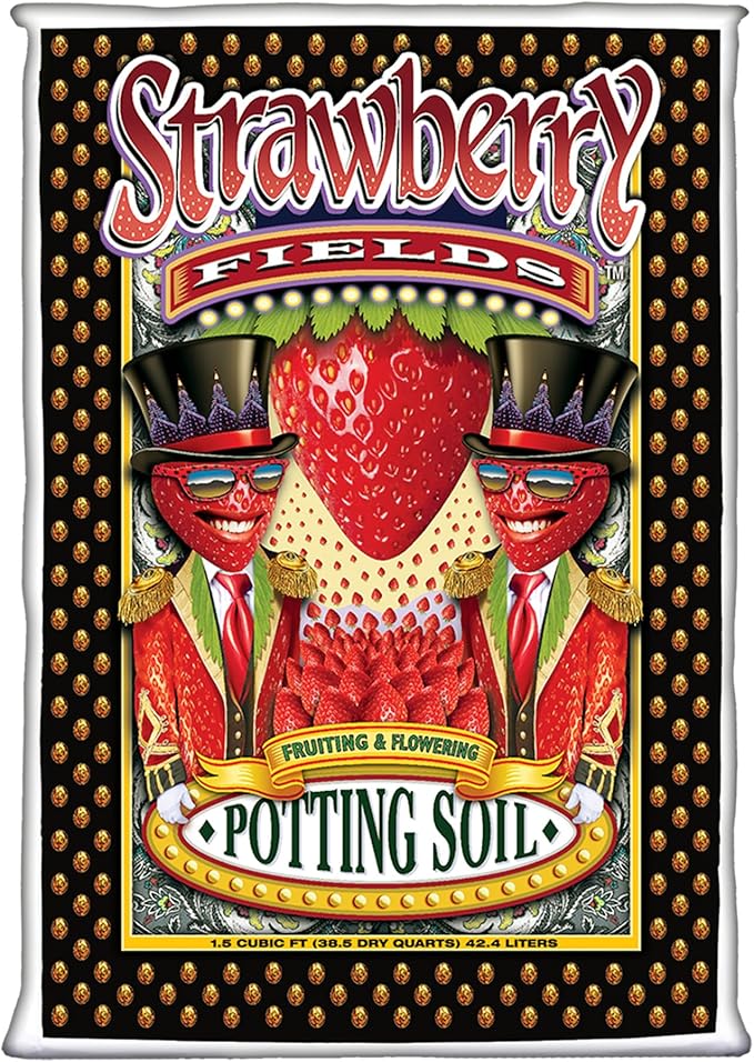 FoxFarm Strawberry Fields Fruiting & Flowering Potting Soil, 1.5cu ft - Use to Increase Blooms, Fruits, and Berries - Made for the Fruiting and Flowering Stages of Plants