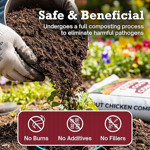 Brut Chicken Compost – Nutrient-Rich 100% Composted Chicken Manure Soil Amendment – Safe, Pure Organic Compost – Additive-Free Soil Fertilizer for Vegetable Gardens, Flowers, Indoor Plants – 1CubicFt
