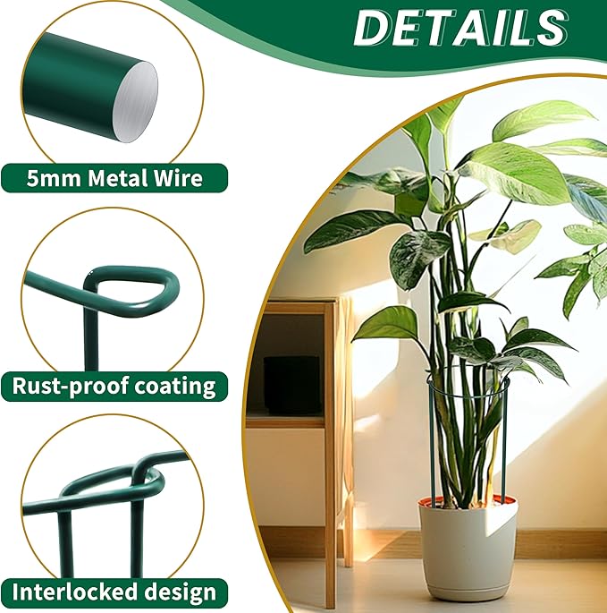 TCBWFY 14" Dx32 H Plant Supports Stakes for Large Heavy Plants,10Pack Peony Supports,Heavy Duty 5mm Wire Peony Cages,Interlock Garden Supports Ring Border Support,Plant Support Cage for Rose Flower
