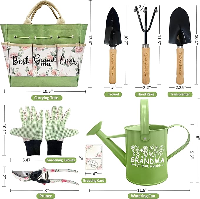 Gifts for Grandma, Grandma Birthday Gifts from Grandkids Garden Kit Floral Gardening Tools and Durable Garden Tools Organizer Tote, Ideal Gardening Gift for Women
