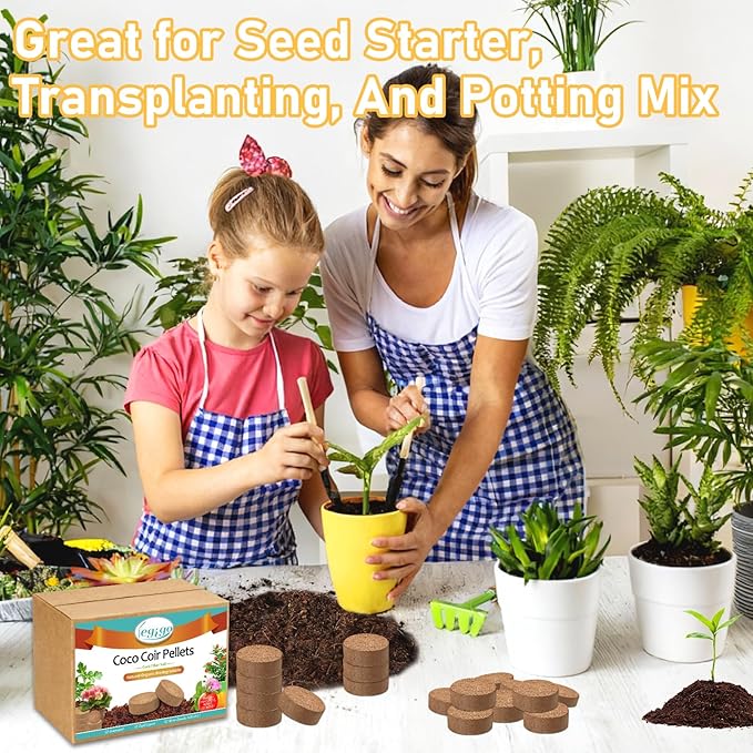 Legigo 100 PCS 50mm Coco Coir Pellets Potting Soil Mix- Compressed Coconut Coir Discs Seed Starting Soil Pellets, Coco Peat Soil Pods for Indoor & Outdoor Plants, Gardening Herbs Bonsai and Vegetables