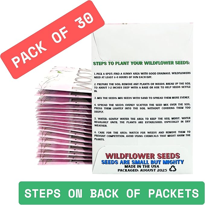 Wildflower Seed Packets Baby in Bloom Baby Shower Party Favors (Pack of 30) - Wildflower Seed Packet Favors Gift Pink Girl