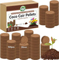 Halatool 100pcs 30mm Organic Coconut Coir Pellets Soil for Seed Starter, Compressed Coco Coir Potting Soil for Growing Vegetables, Fruits, Flowers