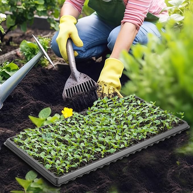 RooTrimmer 200 Cell Plug Tray, 10pcs-Pack Thick Durable Seed Starter Flats Vegetable Fruit Seeds Seedling Plastic Plug Farmer Nursery Trays Propagation
