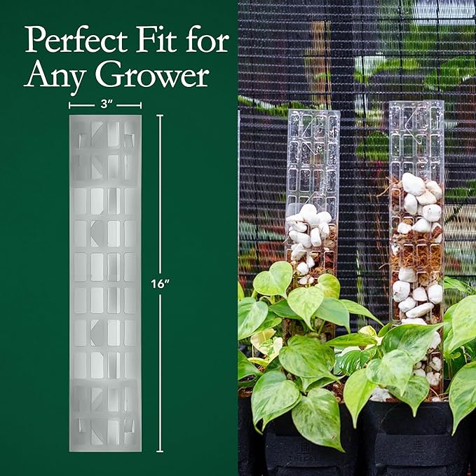 THICCLY V2 GrowPole Medium 5 Pcs - Front Opening Clear Moss Poles for Climbing Plants, D-Shaped Moss Pole for Monstera Plant Support Plant Climbing Pole, Plastic Plant Pole Support for Philodendron