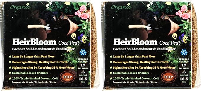 SuperMoss (01510 HeirBloom Coco Peat Soil, Mini Bale (0.6 ft3) (Pack of 2)