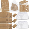 Ireer 101 Set Let Love Grow Wedding Favors for Guests Include 1 Wooden Sign 100 Self Adhesive Seed Packets Kraft Paper Seed Envelopes 100 Let Love Grow Cards 100 Bags for Guest Bridal Shower (Kraft)