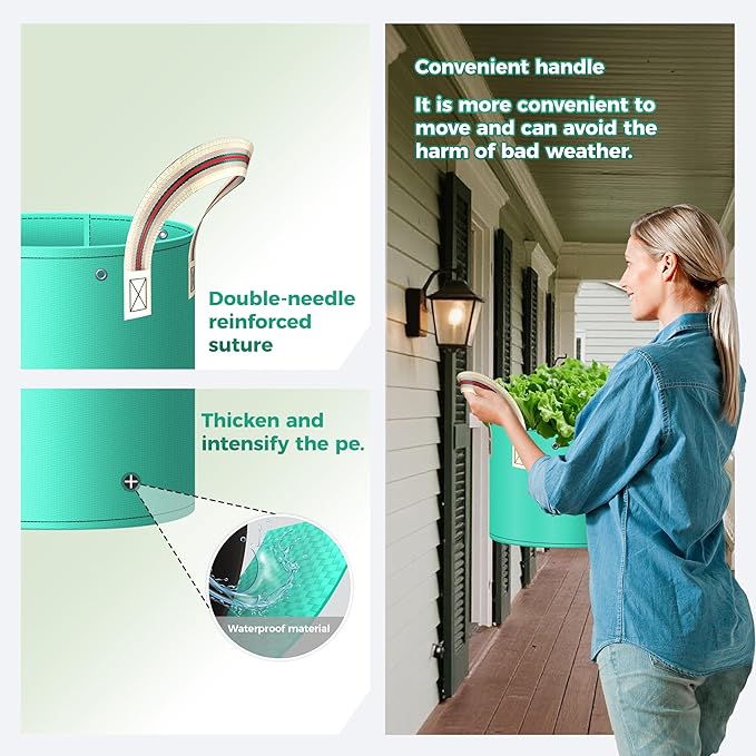 SPONDWILD 7 Pcs 30 Gallon Potato Grow Bag, PE Garden pots Plant Grow Bag with Branch-Binding Holes and Drain holefor for Vegetables, Strawberries, Flowers