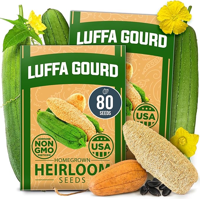 Summer Vegetable & Herb Gardens – 9,300+ Non-GMO USA Seeds – Includes Luffa Gourd (80), Clemson Spineless Okra (300), Thai Basil (876), and Arugula (4,350) – Heirloom Seed Variety Pack