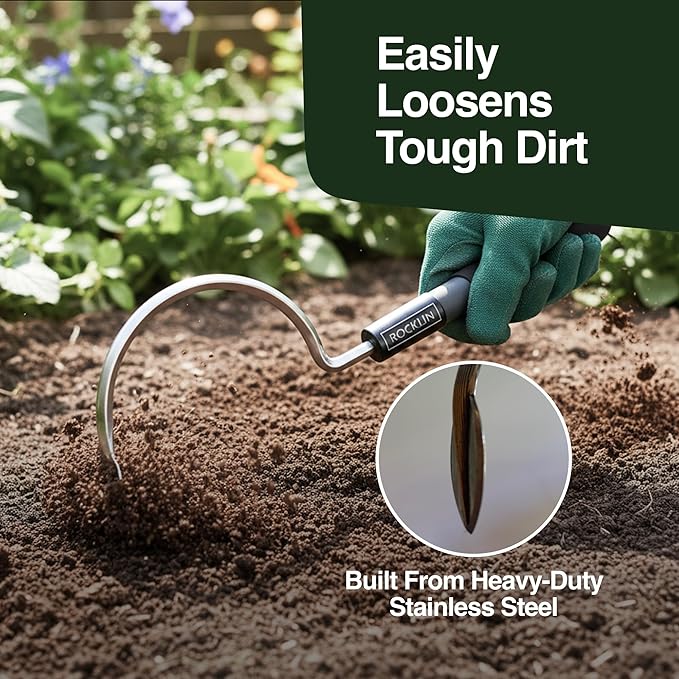 Cobra Hook Cultivator – Heavy-Duty Garden Hand Tool for Weeding, Digging & Soil Loosening – Stainless Steel Blade, Ergonomic Grip, Compact for Raised Beds & Tight Spaces