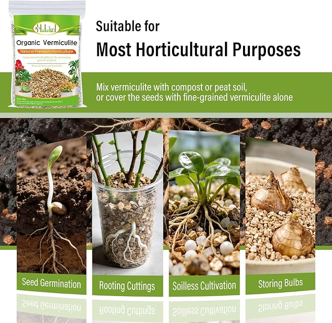 Halatool Soil Amendment 2QT Vermiculite for Plants Gardening Indoor Natural Potting Soil Mix Additive for Holding Moisture Aeration Drainage