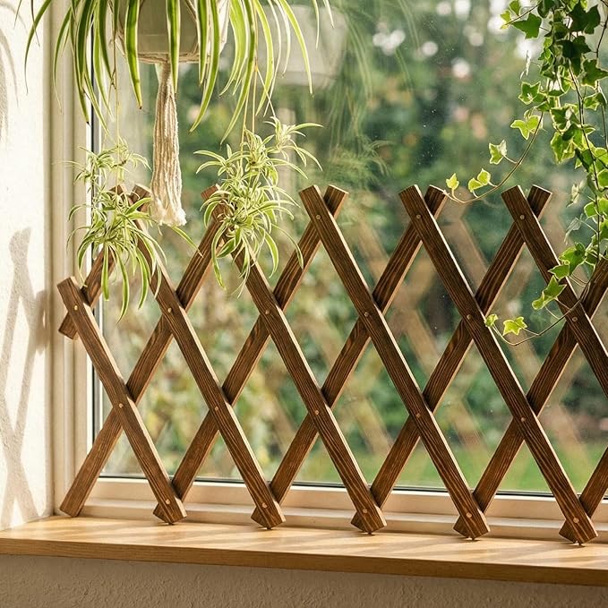 4 PCS Expandable Garden Trellis, 13.2" x 63" Trellis for Climbing Plants Outdoor, Wooden Lattice Fence Wall Panel Lattice Panels for Outside, for Climbing Plants Vine Ivy Rose Cucumbers Clematis