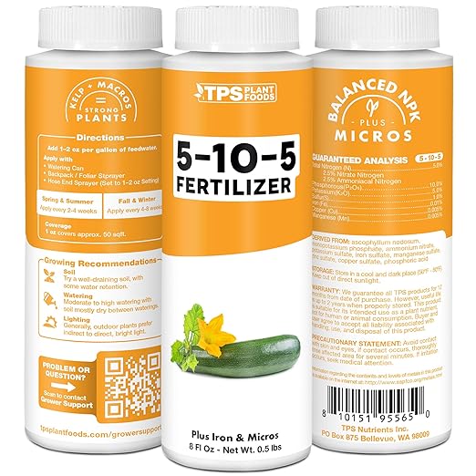 5-10-5 Fertilizer for Plants, Great for Root Vegetables, Fruiting Vegetables, and Flowers, Plant Fertilizer by TPS Plant Foods, 32oz (1 Quart)
