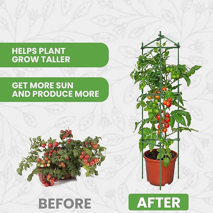 68" Tall Tomato Cage 3 Pack Trellis Stakes - Heavy Duty Plant Support Structures for Vegetables, Tomatoes & Climbing Plants
