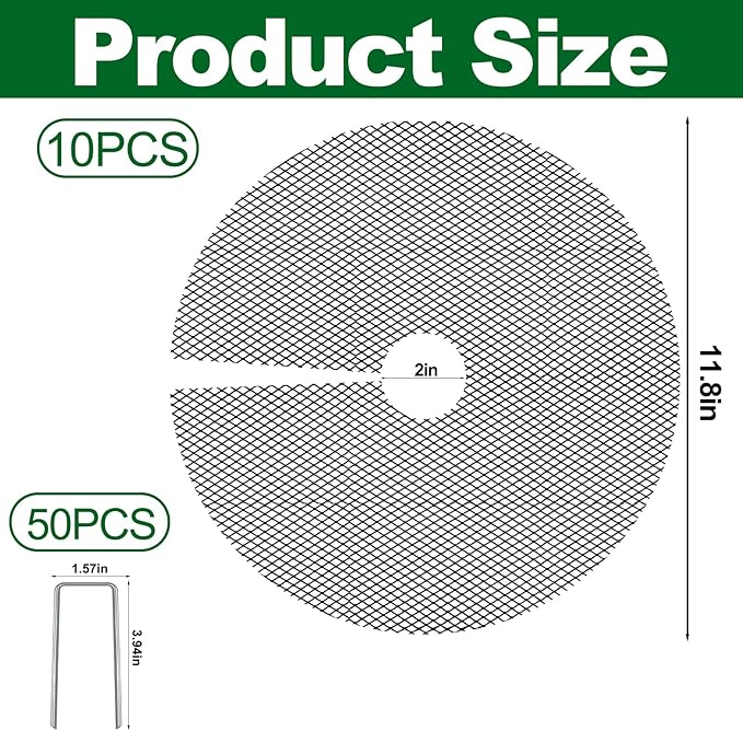 10Pcs Plant Pot Grids,11.8Inch Plant Pot Cover with 30 U-Shaped Nails, Cat Proof Protector for Potted Plants,Dig-Free Soil Cover & Flower Pot Grid Guard