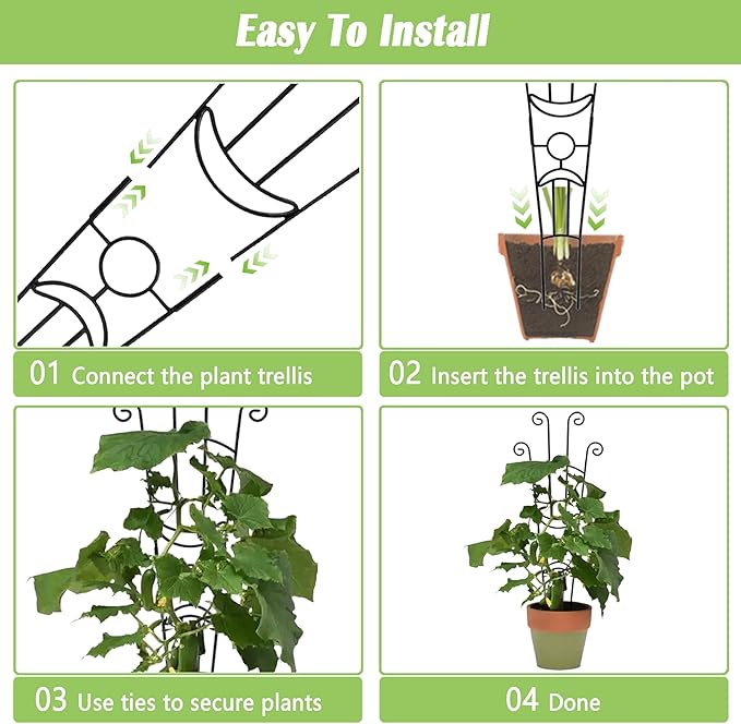 Large Metal Plant Trellis for Potted Plants, 3Pcs, 33 inch, Expandable Monstera Trellis, Provide Support for Indoor and Outdoor Climbing Plants to Assist Their Healthy Growth