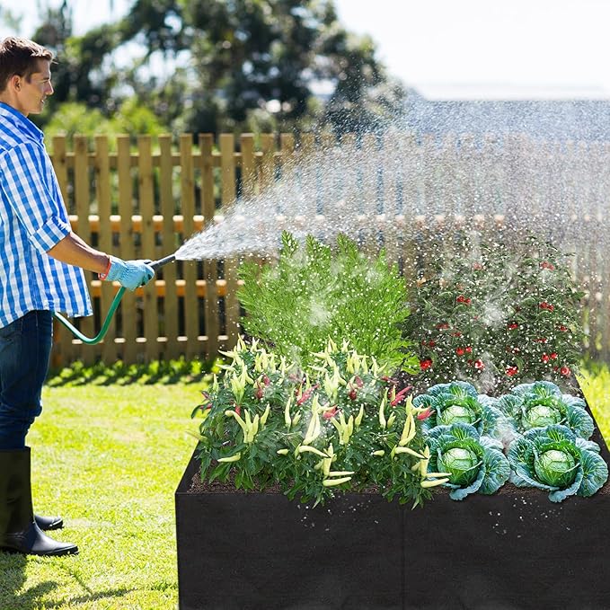 32 Gallon Fabric Raised Garden Bed, 2x1x1ft Large Garden Grow Bag Outdoor 4 Grids Planter Box Felt Planting Container for Growing Tomatoes Potatoes Plants Flowers, Black(1, Small)