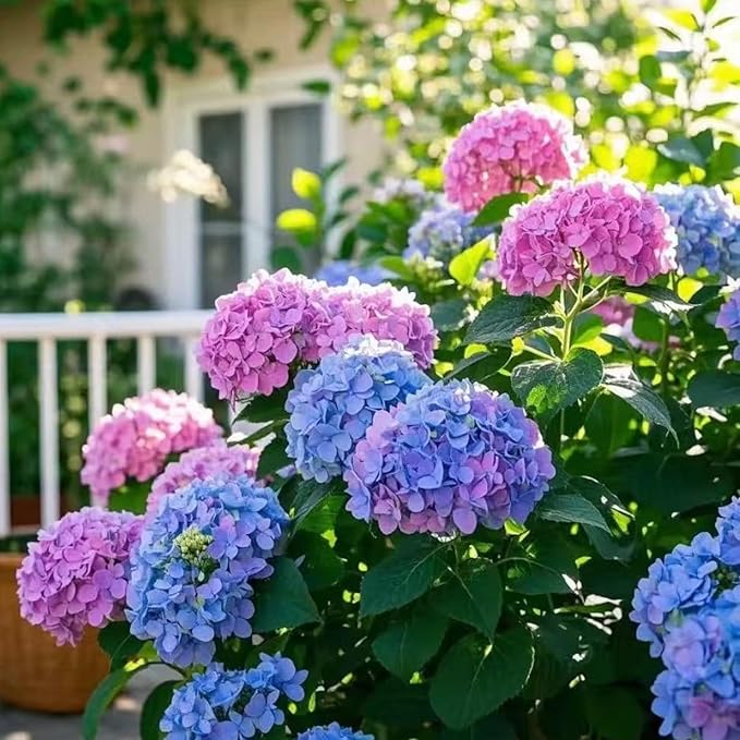 35 Mixed Color Hydrangea Seeds – Blue, Pink & Purple Blooming Flower Seeds for Home Garden Planting, Non-GMO