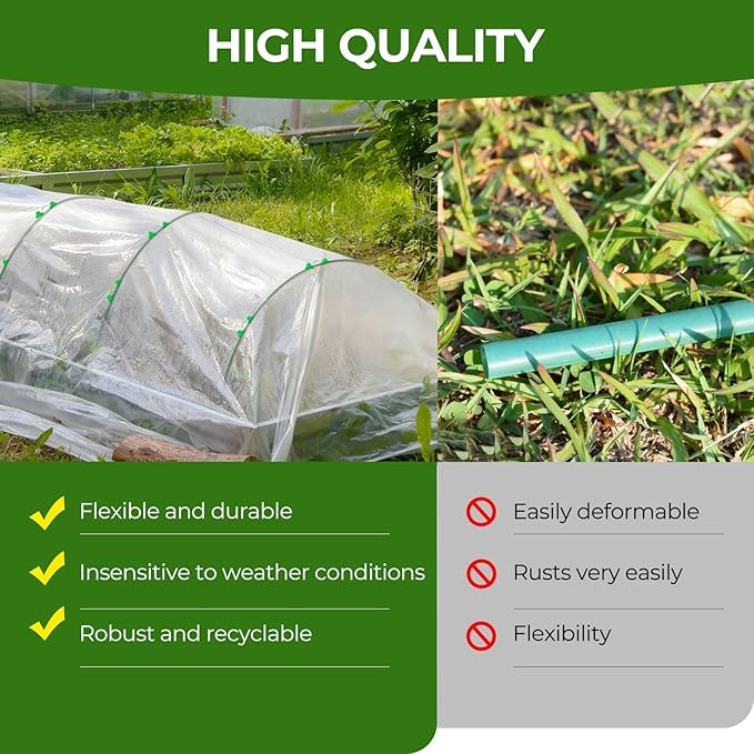 30Pcs Garden Hoops for Raised Beds, 6 Sets of 8.5 FT Long Garden Hoops, Rust-Free Fiberglass Greenhouse Hoops Grow Tunnel for Netting, DIY Plant Support Garden Stakes for Row Cover
