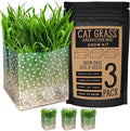 Organic Cat Grass Kit 3 Pack - Polkadot Grow Bags for Indoor Cats | Non GMO Mixed Heirloom Seeds | Wheatgrass - Oat Grass - Barley Grass Blend