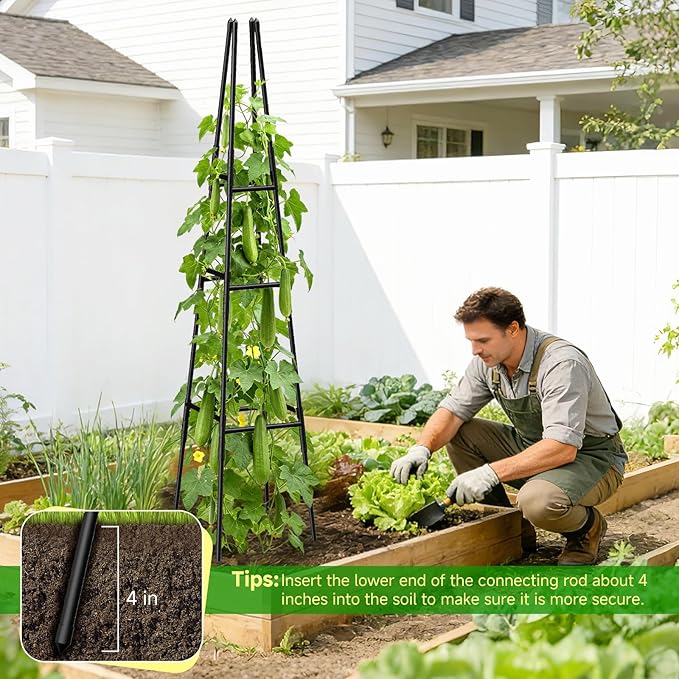 2 Pack Garden Obelisk Trellis for Climbing Plants Outdoor Indoor Pots, Plant Trellis for Climbing Plant Support for Climbing Plants Garden Trellis for Indoor Potted Plants, Vines, Climbing Rose